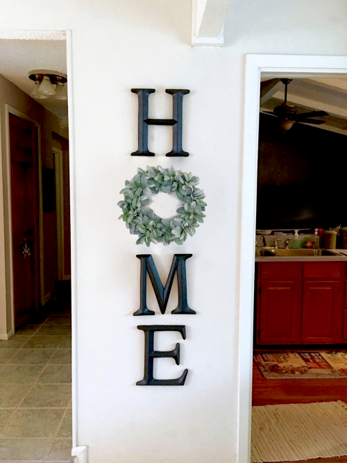 Home Sign With Lambs Ear Wreath (more colors available)