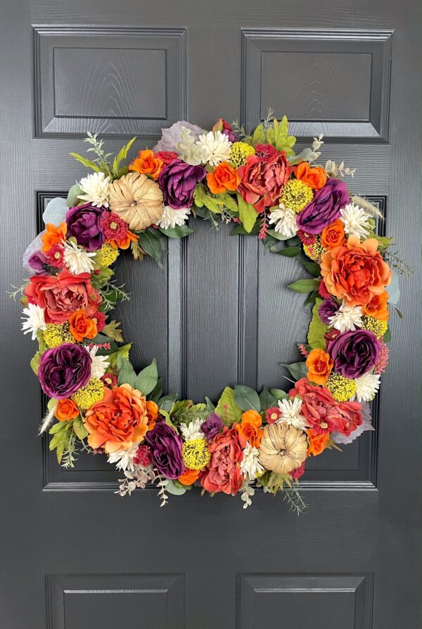 Woven Colorful Pumpkin Wreath - Image 2