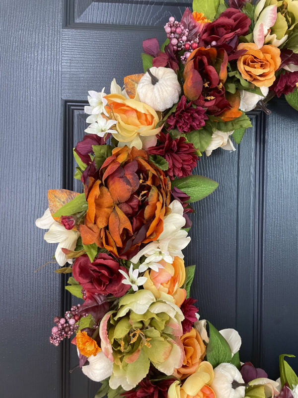26 inch Fall Peony Wreath - Image 2