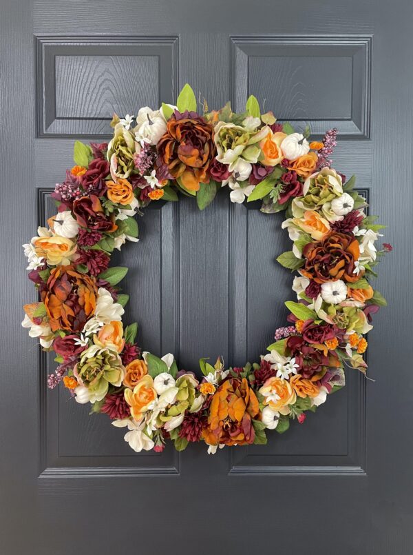 26 inch Fall Peony Wreath - Image 6