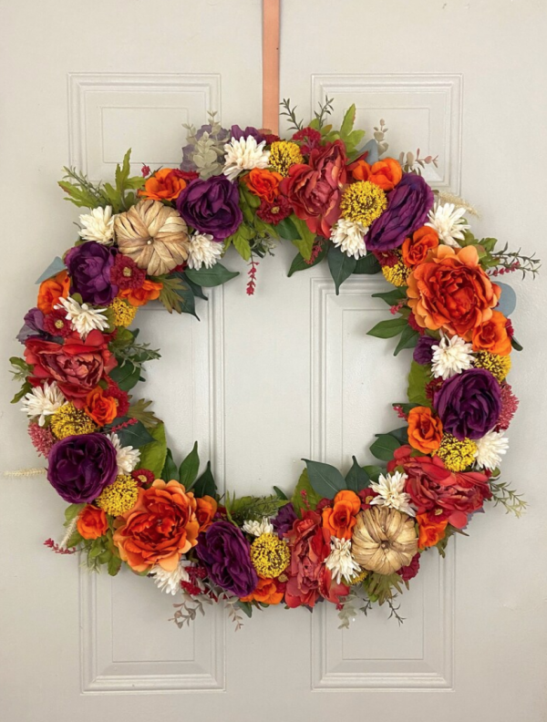 Woven Colorful Pumpkin Wreath - Image 7