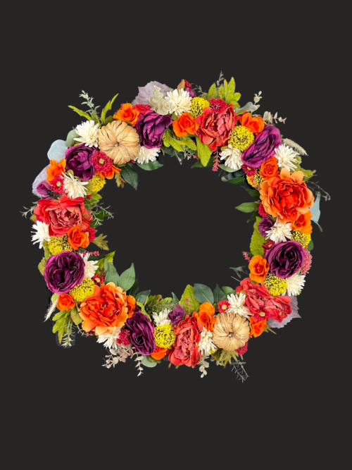 Woven Colorful Pumpkin Wreath