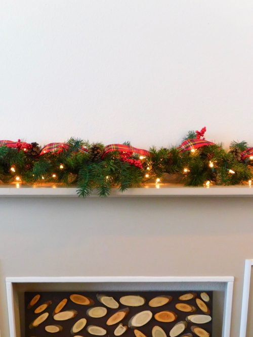 Christmas Garland with a Plaid Ribbon