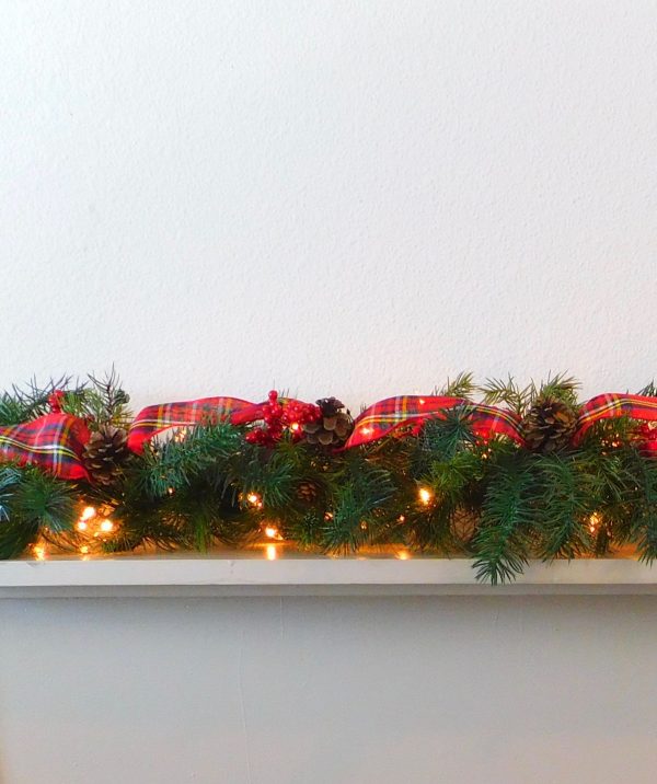 Christmas Garland with a Plaid Ribbon - Image 2
