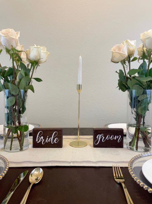 Bride and Groom and wedding table signs