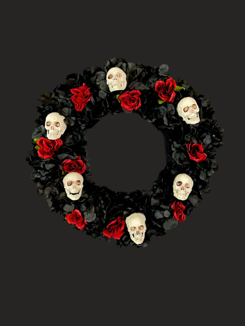 Skull and Roses Wreath
