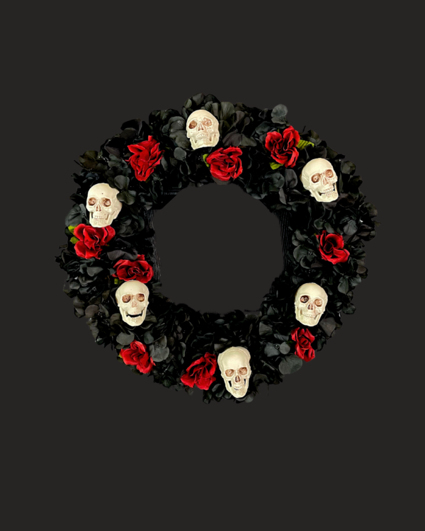 Skull and Roses Wreath