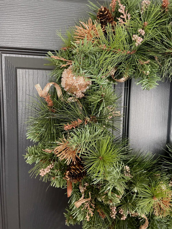 Rose Gold Pine Christmas Wreath - Image 3