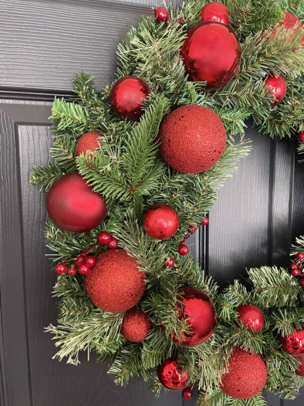 Red Ornament Christmas Wreath - Image 3