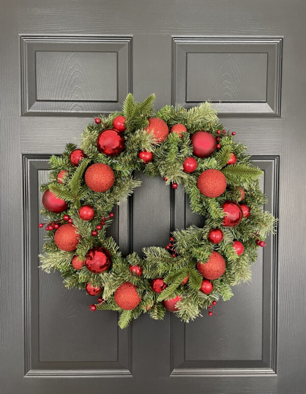 Red Ornament Christmas Wreath - Image 2