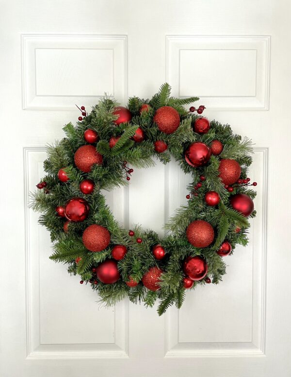 Red Ornament Christmas Wreath - Image 7