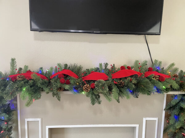 Red Velvet Light Up Christmas Garland - Image 7