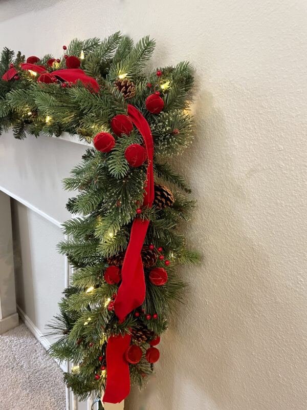 Red Velvet Light Up Christmas Garland - Image 4