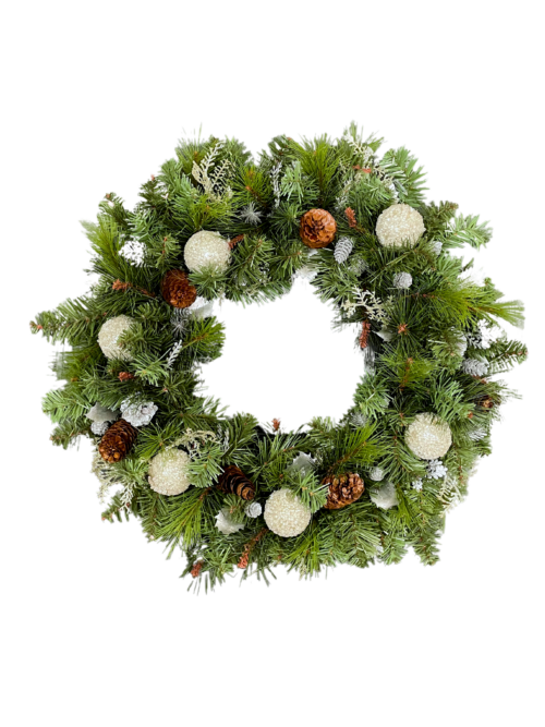 Metallic Silver or Gold Pine Wreath