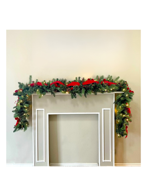 Red Velvet Light Up Christmas Garland