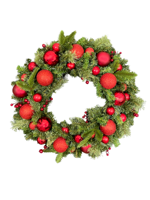 Red Ornament Christmas Wreath