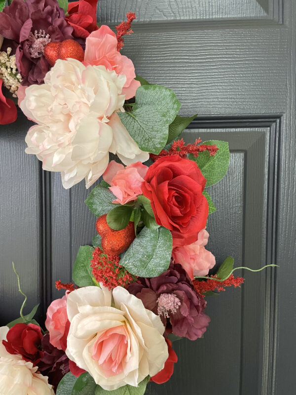 Pink and Red Valentine's Day Heart Wreath - Image 4