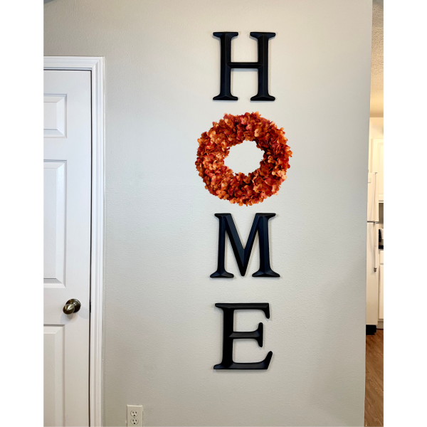 Home Letters with Orange Hydrangea Wreath (more colors available) - Image 2