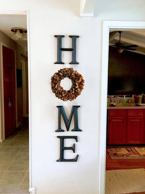 Home Letters with Brown Hydrangea Wreath (more colors available)