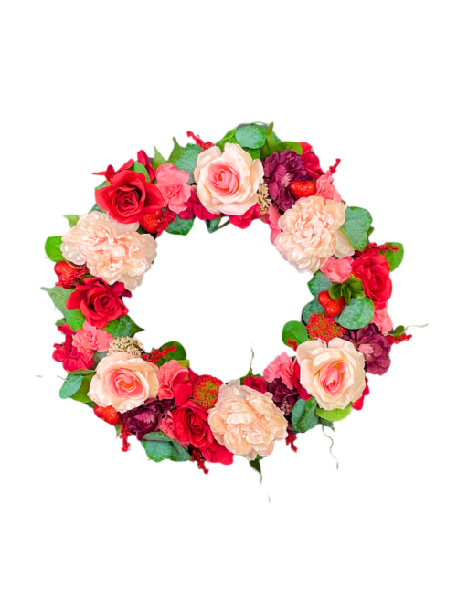 Pink and Red Valentine's Day Heart Wreath