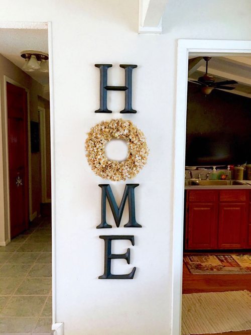 Home Letters with Beige Hydrangea Wreath (more colors available)