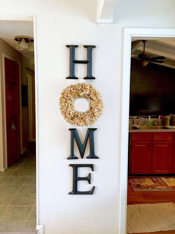 Home Letters with Beige Hydrangea Wreath (more colors available)