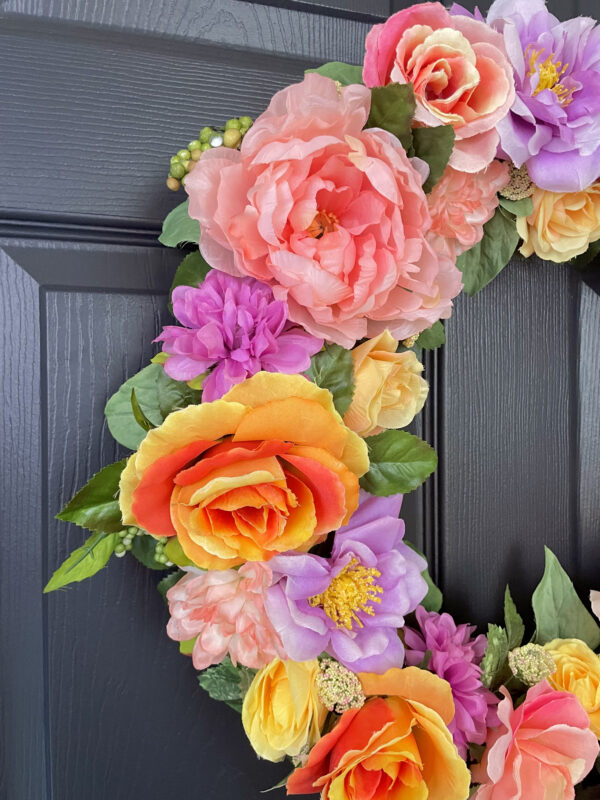 Purple and Peach Spring Wreath - Image 3