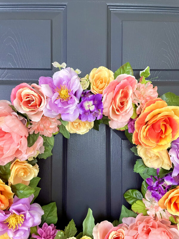 Purple and Peach Spring Wreath - Image 4