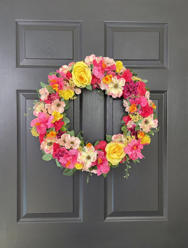 Pink and Yellow Spring Wreath - Image 2