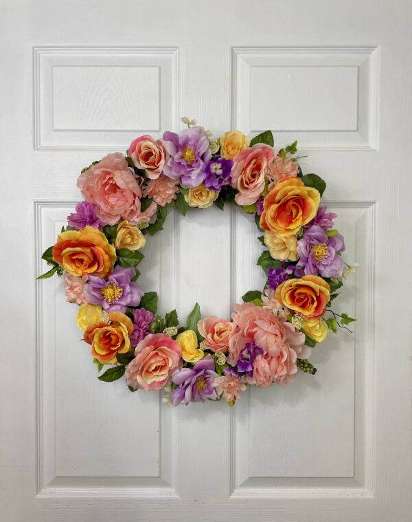 Purple and Peach Spring Wreath - Image 7