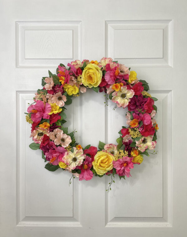 Pink and Yellow Spring Wreath - Image 7