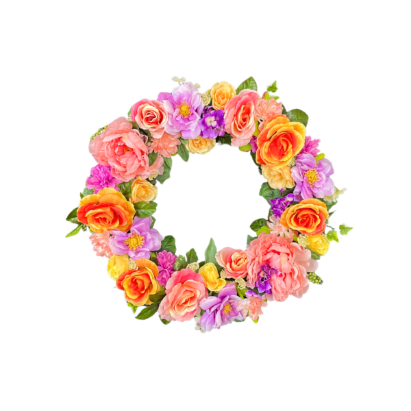Purple and Peach Spring Wreath