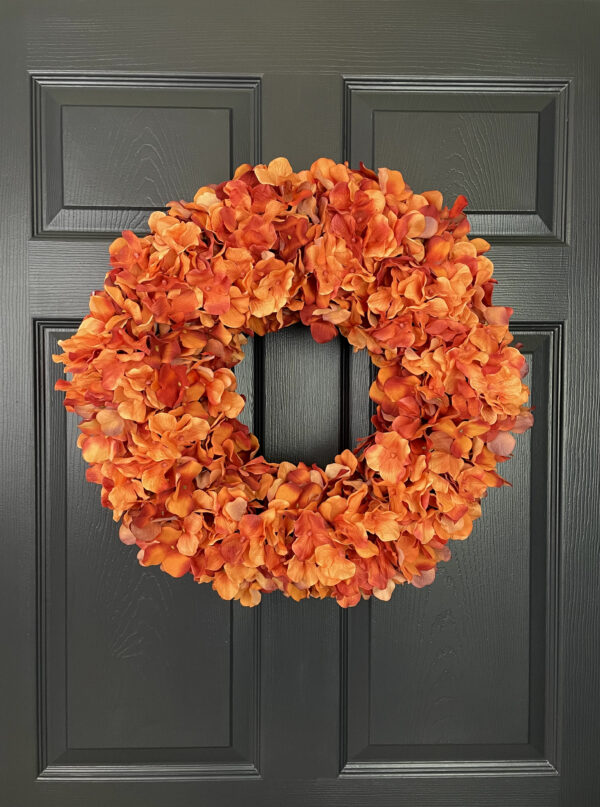 Orange Hydrangea Wreath (more colors available) - Image 2
