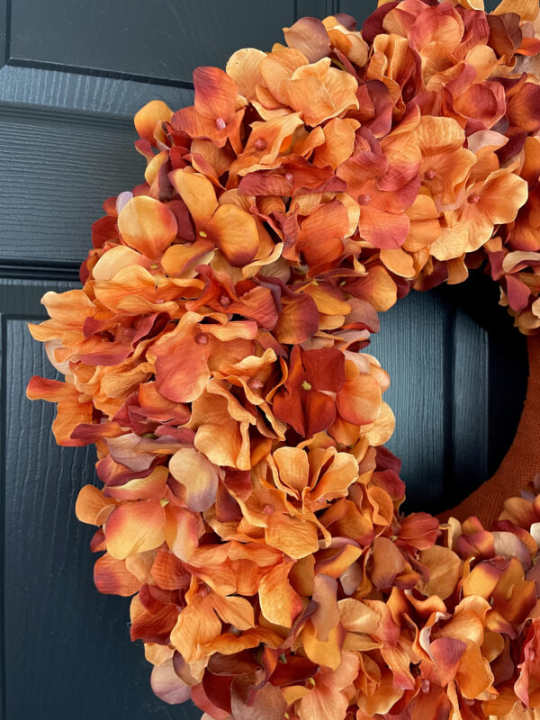 Orange Hydrangea Wreath (more colors available) - Image 3