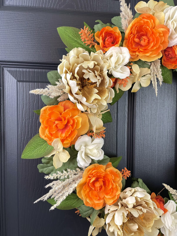 Orange and Cream Fall Wreath - Image 3