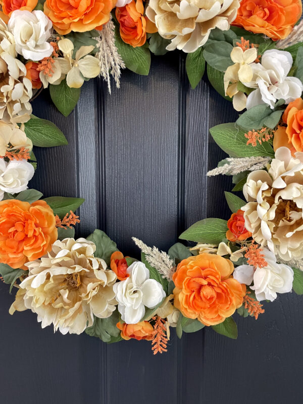 Orange and Cream Fall Wreath - Image 6