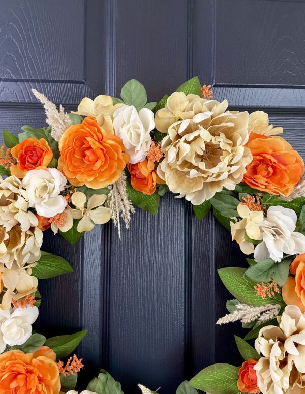Orange and Cream Fall Wreath - Image 4