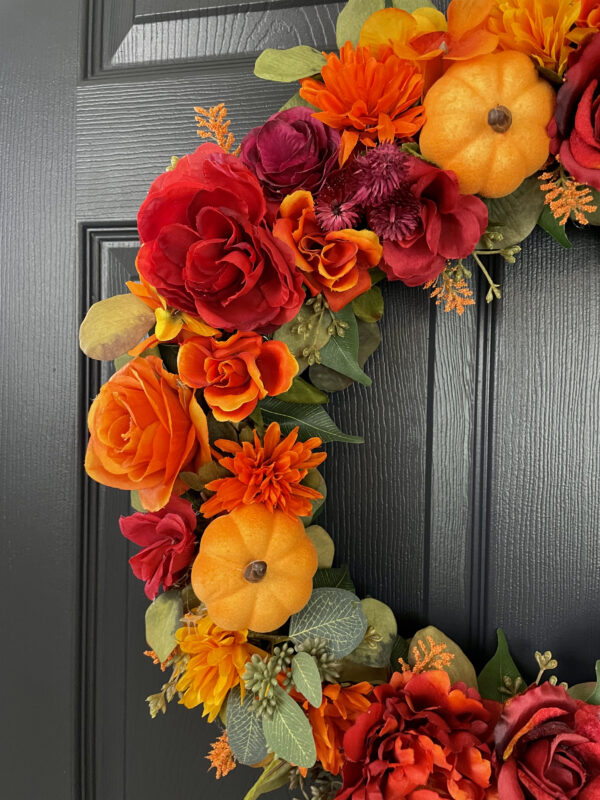 Orange Pumpkin Fall Wreath - Image 3