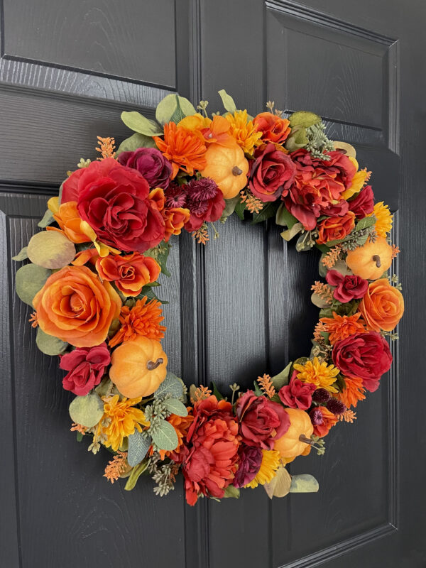 Orange Pumpkin Fall Wreath - Image 7