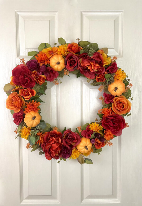 Orange Pumpkin Fall Wreath - Image 8