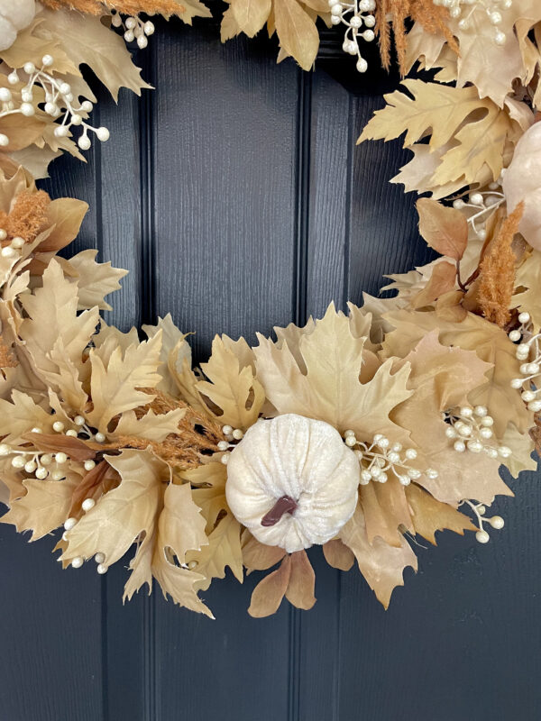 Velvet Pumpkin Maple Leaf Wreath - Image 6