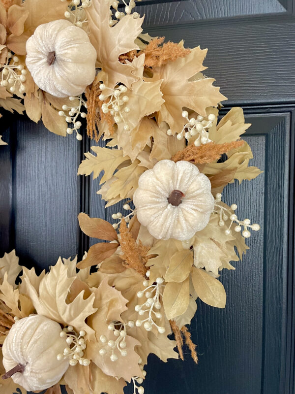 Velvet Pumpkin Maple Leaf Wreath - Image 5