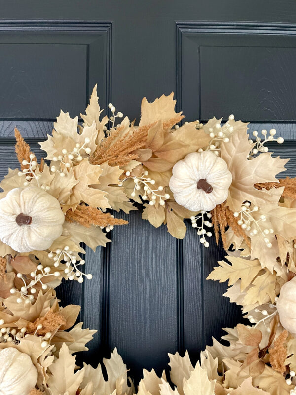 Velvet Pumpkin Maple Leaf Wreath - Image 4