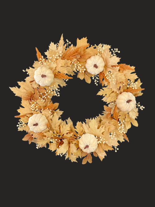 Velvet Pumpkin Maple Leaf Wreath
