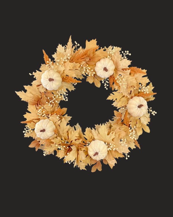 Velvet Pumpkin Maple Leaf Wreath