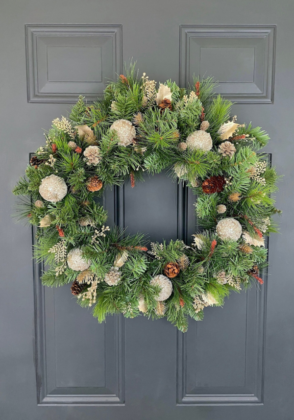Metallic Silver or Gold Pine Wreath - Image 2