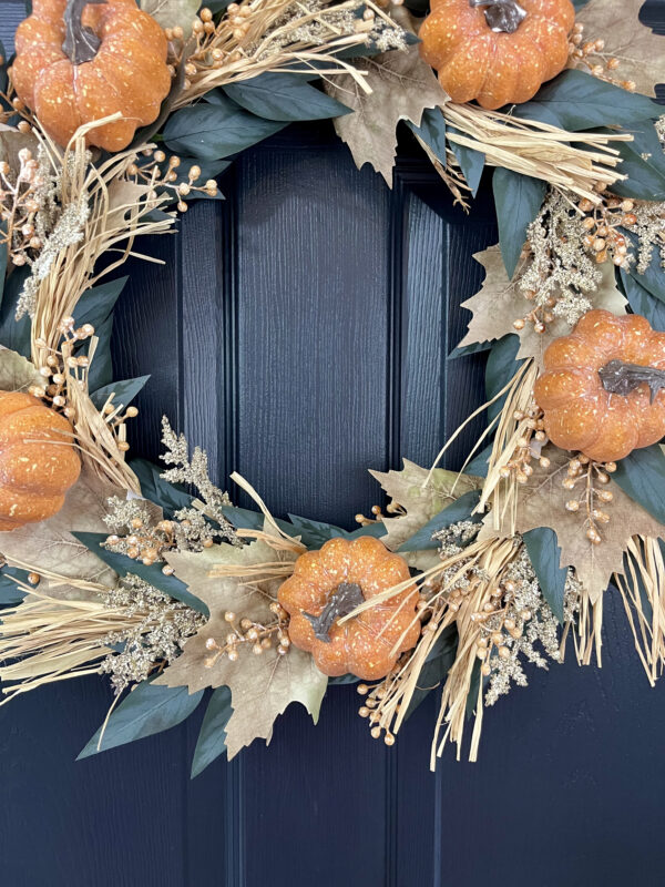 Orange Pumpkin Maple Leaf Wreath - Image 6