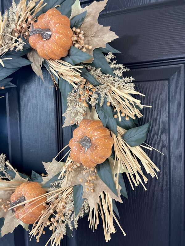 Orange Pumpkin Maple Leaf Wreath - Image 5