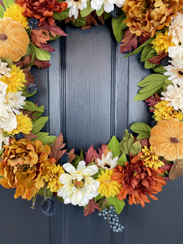 Velvet Pumpkin Peony Wreath - Image 6