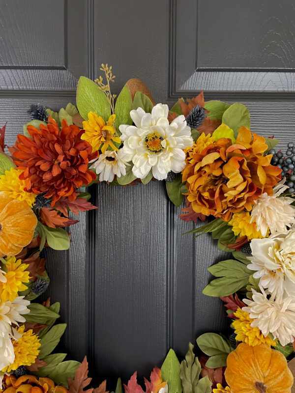 Velvet Pumpkin Peony Wreath - Image 4